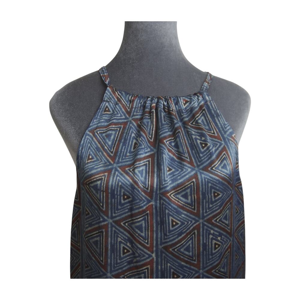Gramatas Navy Velvet Halter Dress XL NWT Geometric Boho Pockets Slow Fashion - Picture 5 of 11